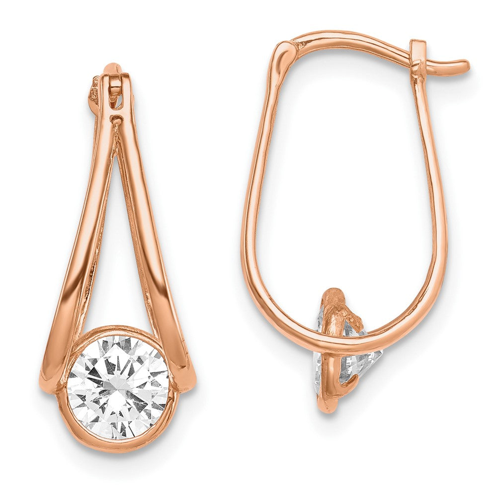 10K Roségold Poliert Zirkonia Creolen
