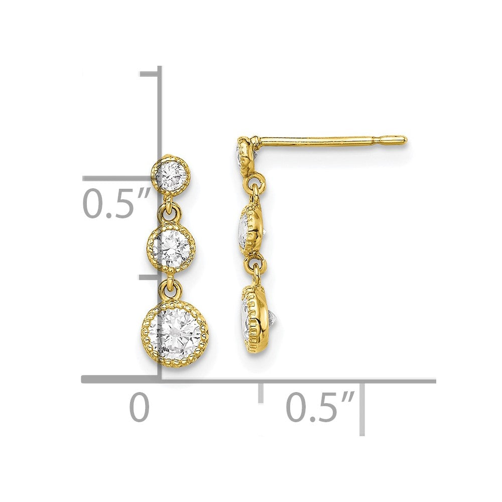 10K Gelbgold Zirkonia 3 Stein Ohrhänger
