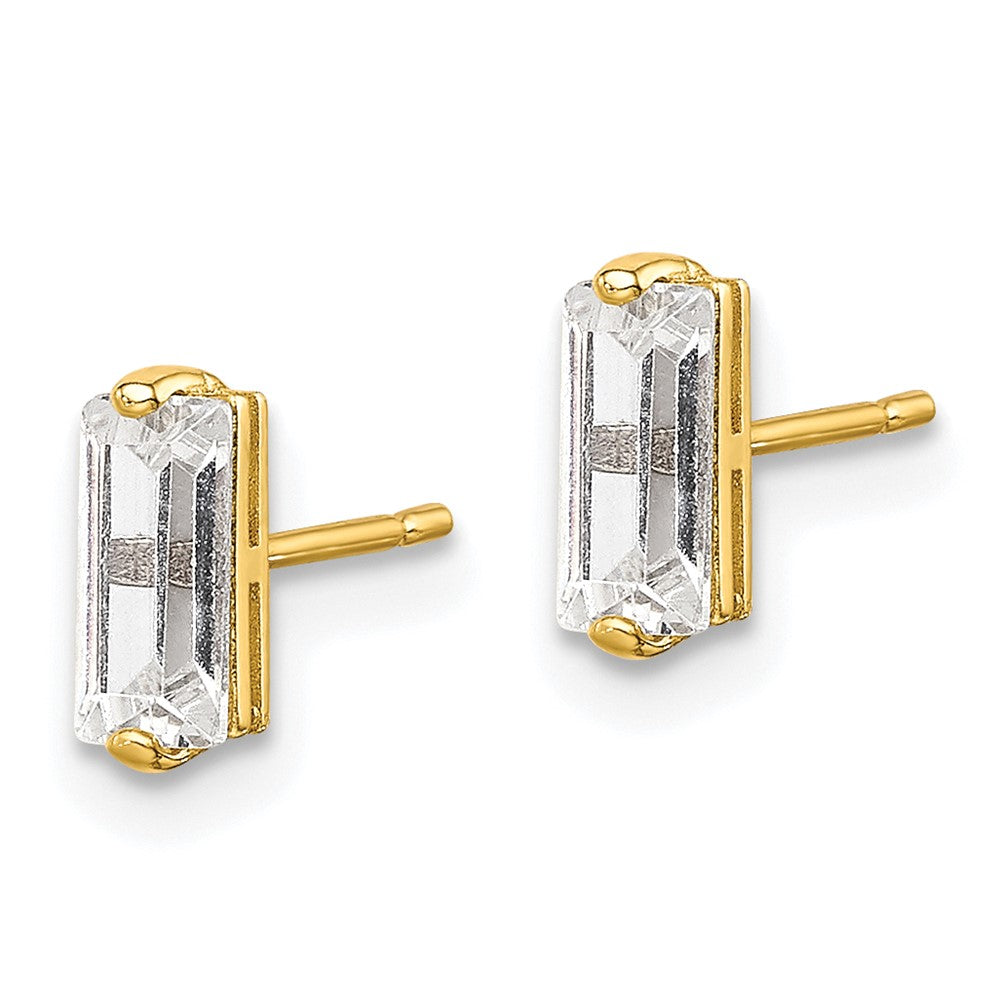 10K Gelbgold Poliert Zirkonia Ohrstecker