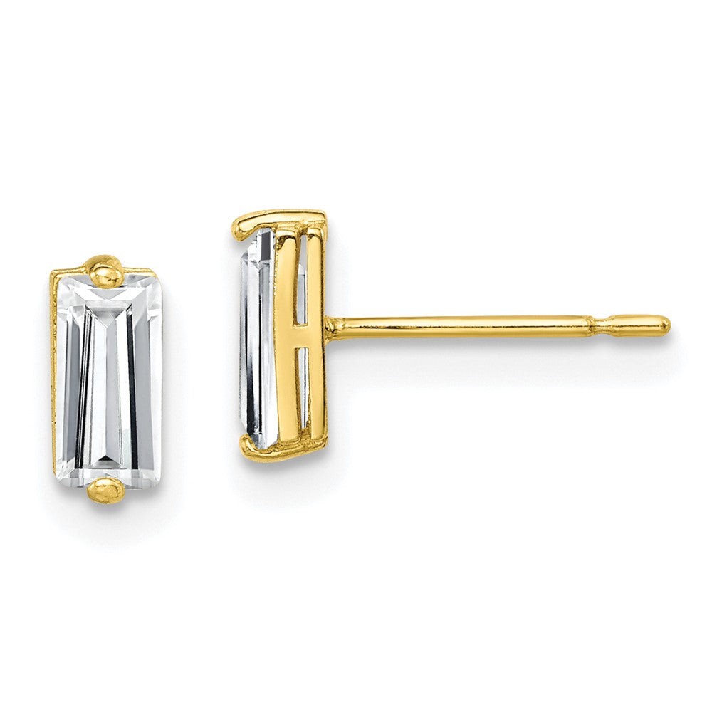 10K Gelbgold Poliert Zirkonia Ohrstecker