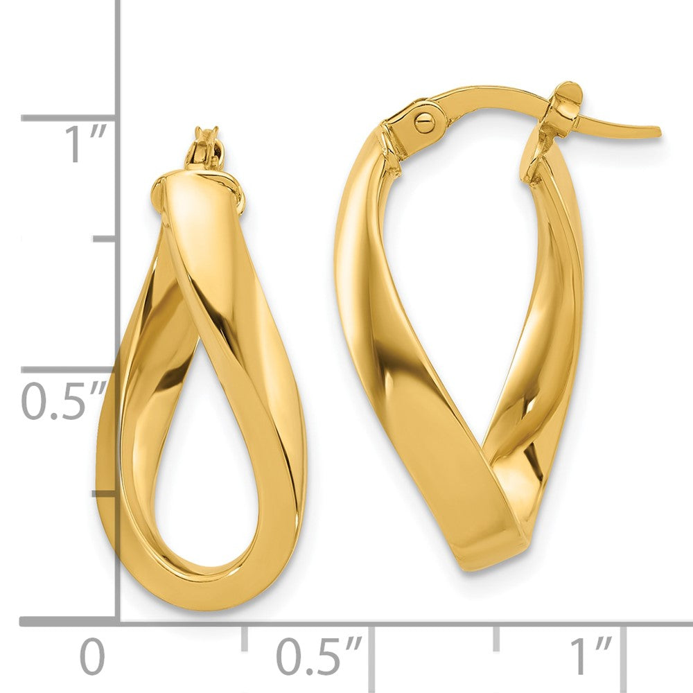 10K Gelbgold 10K Poliert Gedreht Oval Creolen
