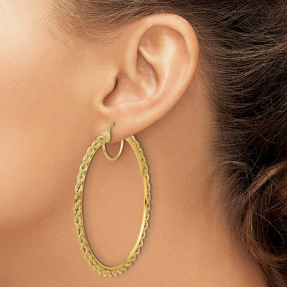 10K Gelbgold Poliert und Diamantiert Kordel 2.95mm Creolen