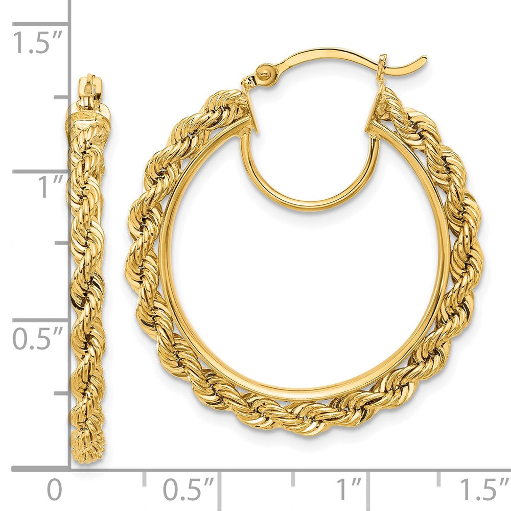 10K Gelbgold Poliert und Diamantiert Kordel 2.95mm Creolen