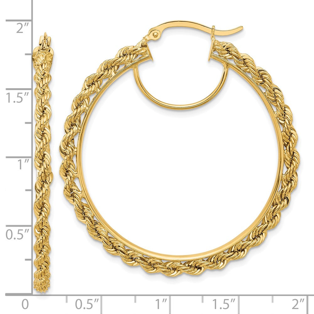 10K Gelbgold Poliert und Diamantiert Kordel 2.95mm Creolen