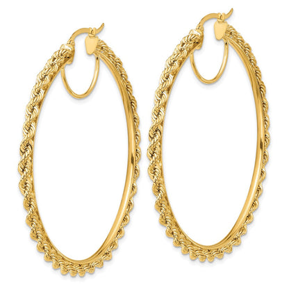 10K Gelbgold Poliert und Diamantiert Kordel 2.95mm Creolen