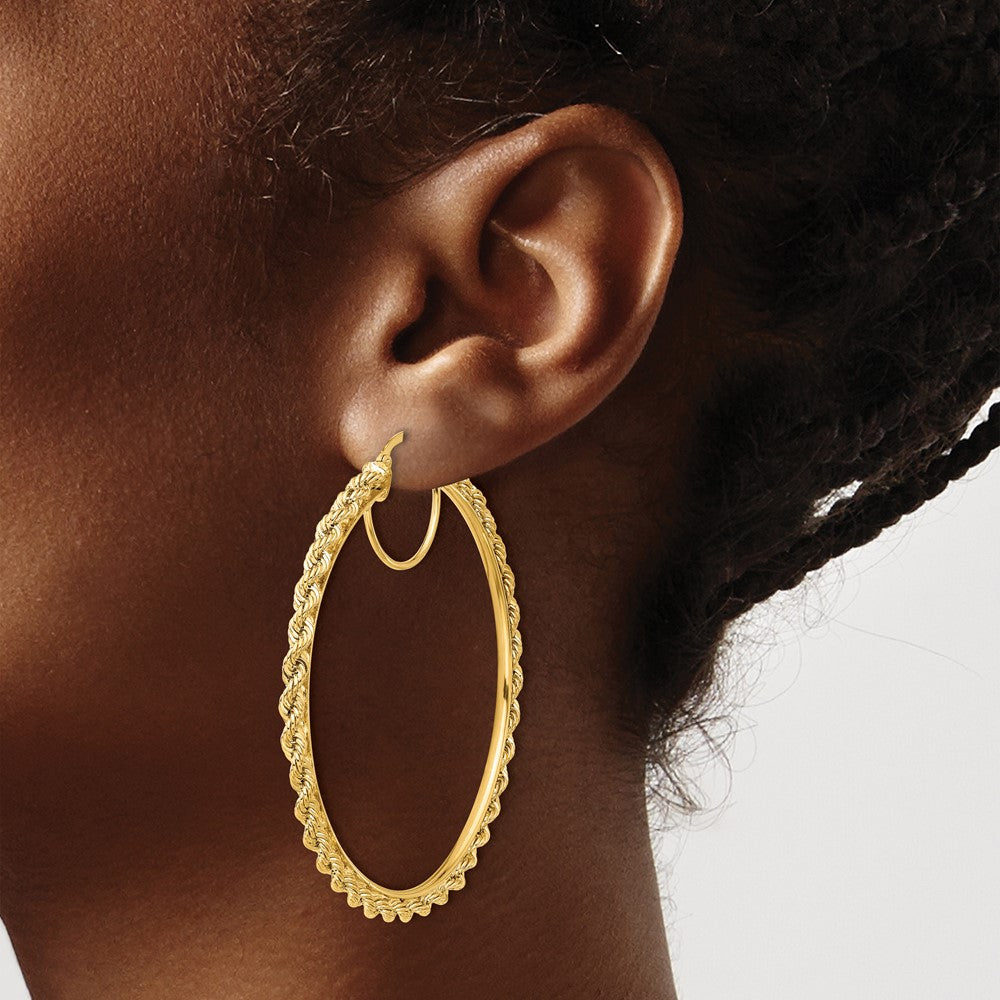10K Gelbgold Poliert und Diamantiert Kordel 2.95mm Creolen