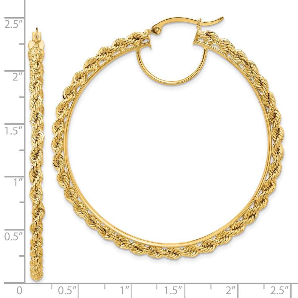 10K Gelbgold Poliert und Diamantiert Kordel 2.95mm Creolen
