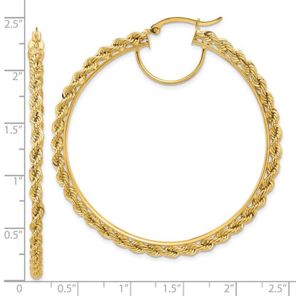 10K Gelbgold Poliert und Diamantiert Kordel 2.95mm Creolen