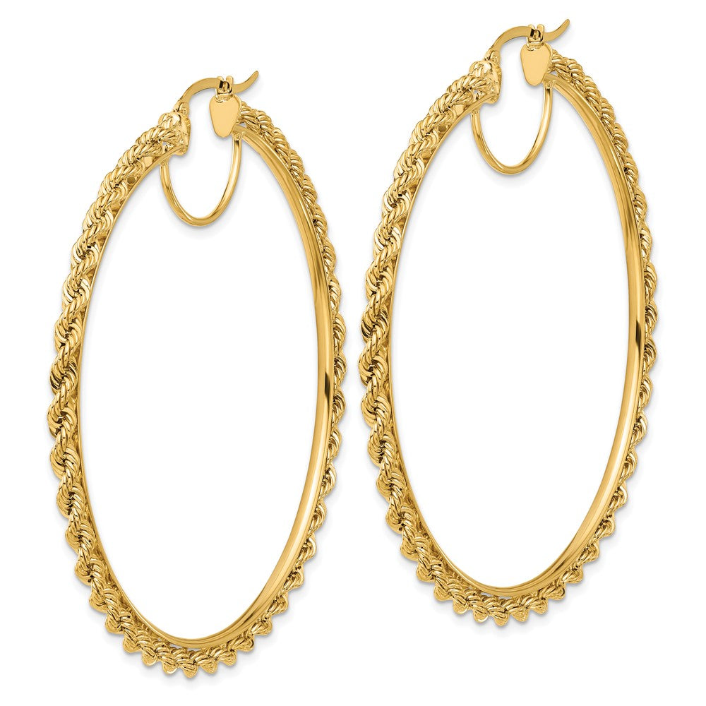 10K Gelbgold Poliert und Diamantiert Kordel 2.95mm Creolen