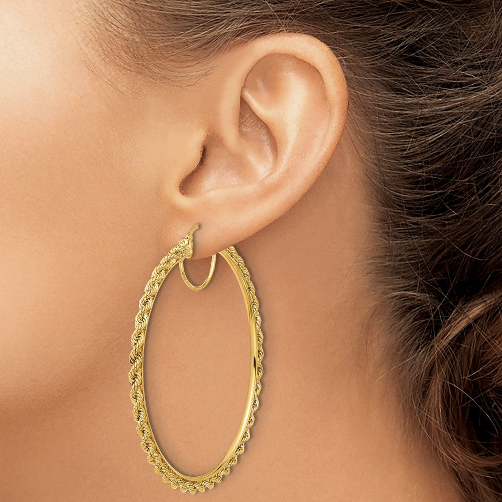 10K Gelbgold Poliert und Diamantiert Kordel 2.95mm Creolen