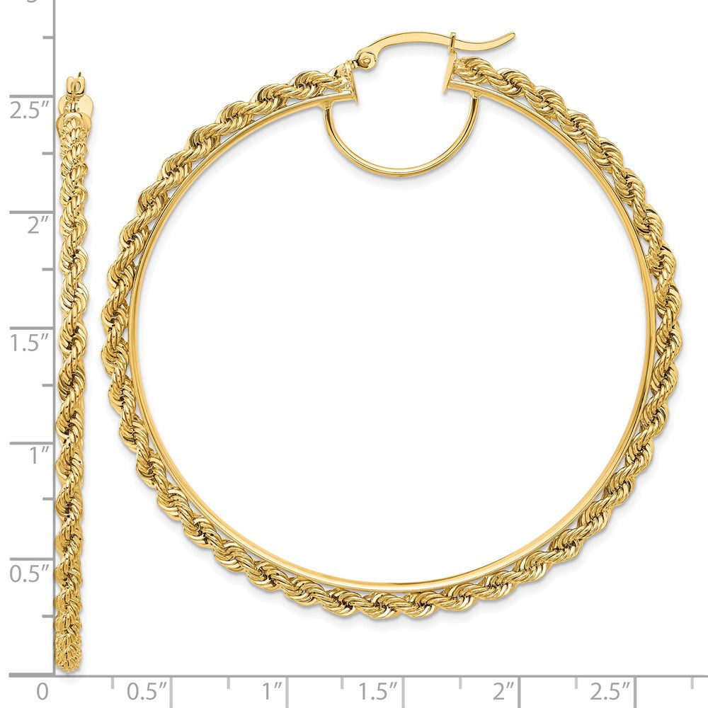 10K Gelbgold Poliert und Diamantiert Kordel 2.95mm Creolen