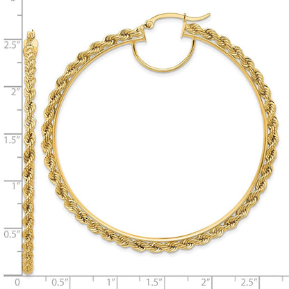 10K Gelbgold Poliert und Diamantiert Kordel 2.95mm Creolen