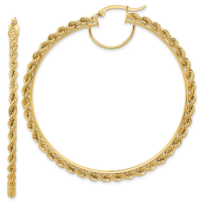 10K Gelbgold Poliert und Diamantiert Kordel 2.95mm Creolen