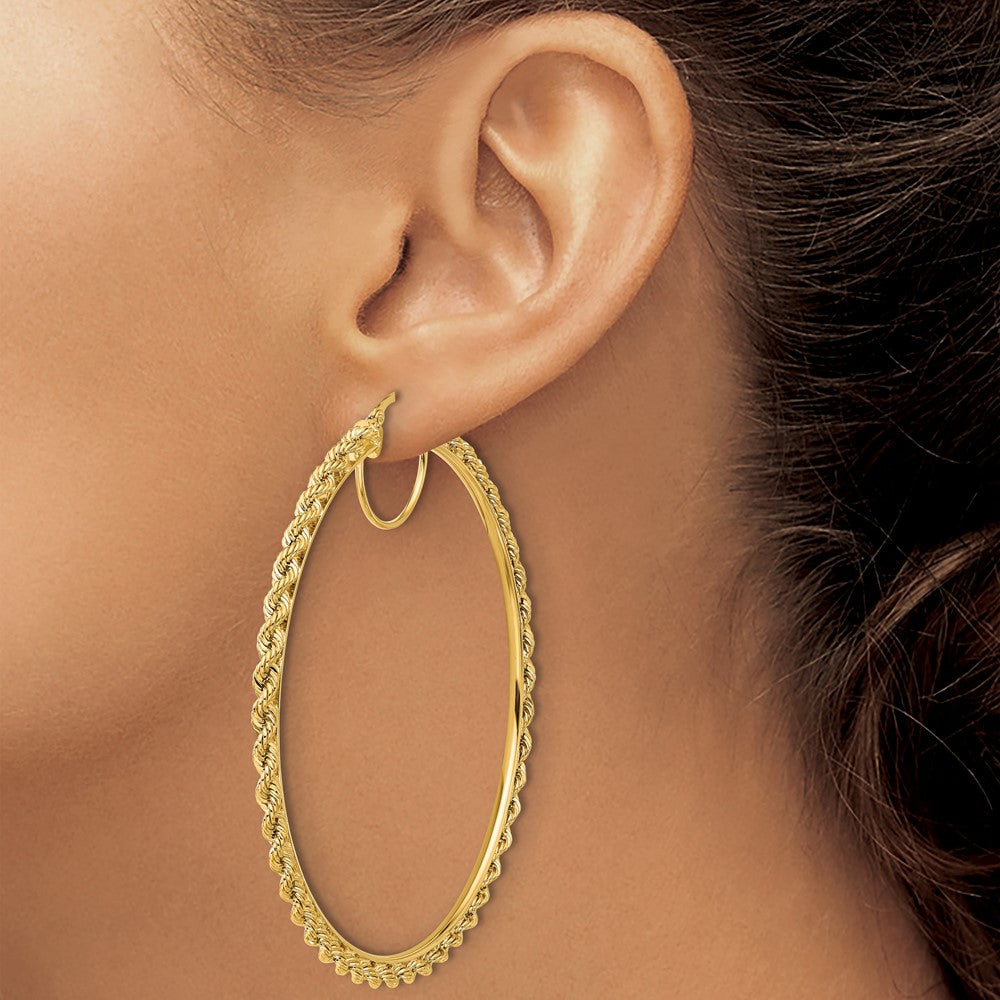 10K Gelbgold Poliert und Diamantiert Kordel 2.95mm Creolen