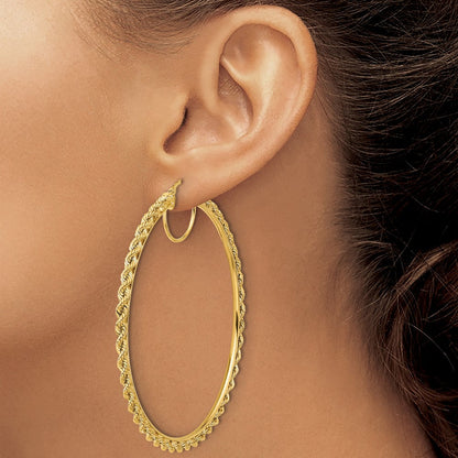 10K Gelbgold Poliert und Diamantiert Kordel 2.95mm Creolen