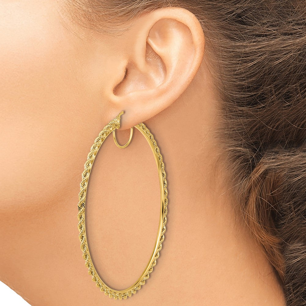 10K Gelbgold Poliert und Diamantiert Kordel 2.95mm Creolen