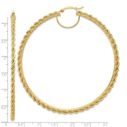 10K Gelbgold Poliert und Diamantiert Kordel 2.95mm Creolen