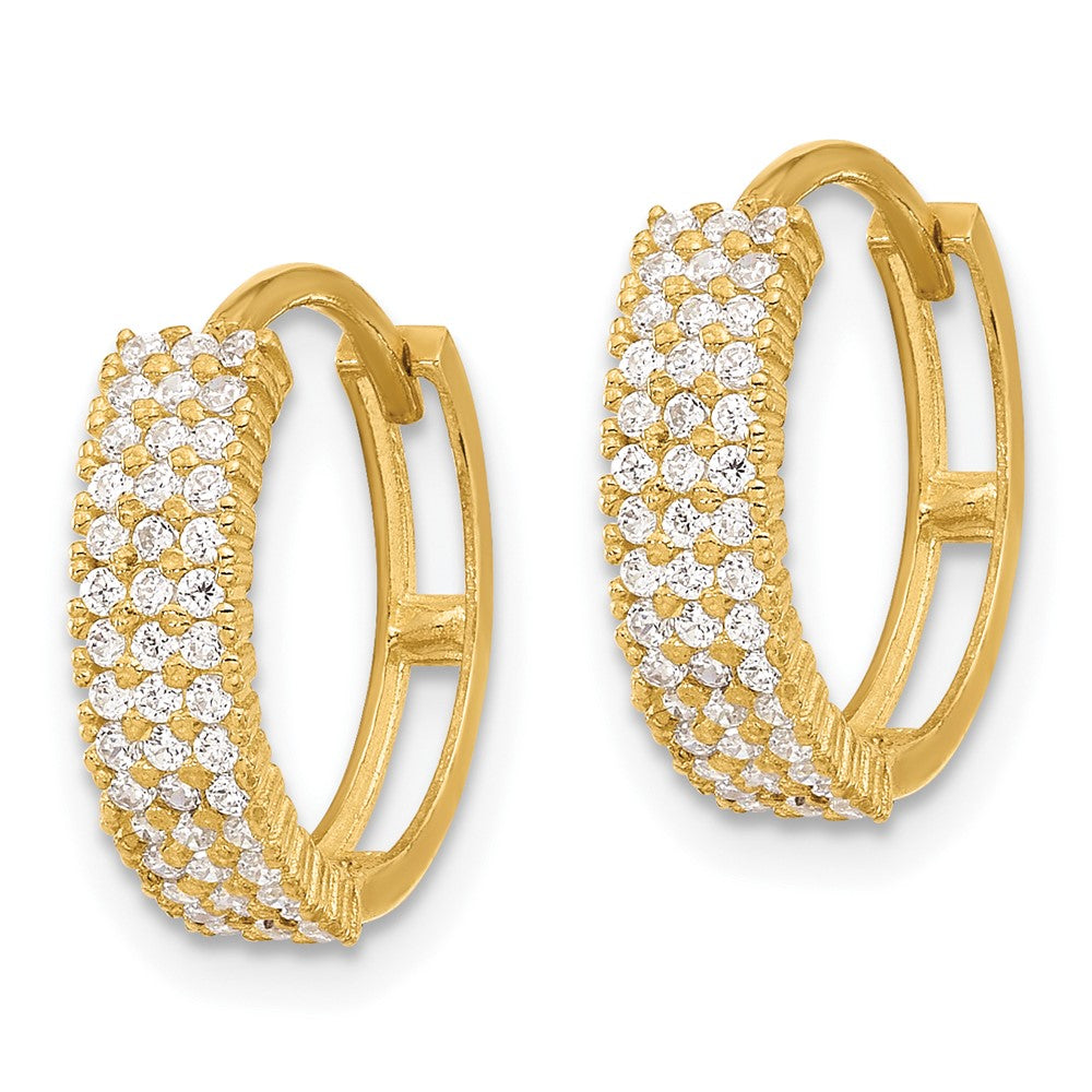 10K Gelbgold 10K Poliert 4mm Zirkonia Klappbar Creolen