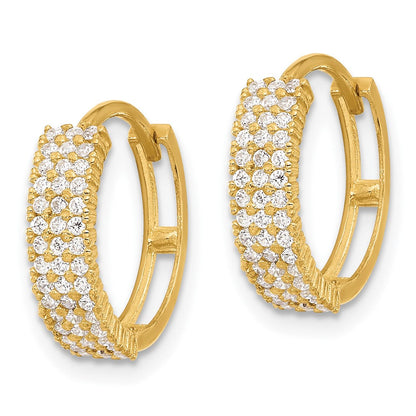 10K Gelbgold 10K Poliert 4mm Zirkonia Klappbar Creolen
