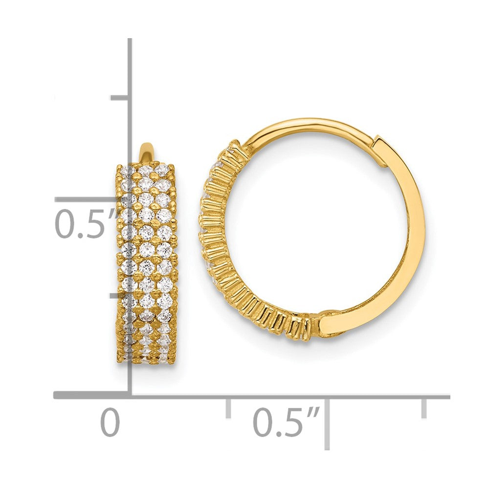 10K Gelbgold 10K Poliert 4mm Zirkonia Klappbar Creolen
