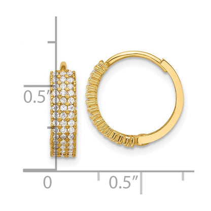 10K Gelbgold 10K Poliert 4mm Zirkonia Klappbar Creolen