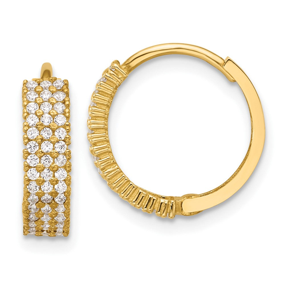 10K Gelbgold 10K Poliert 4mm Zirkonia Klappbar Creolen