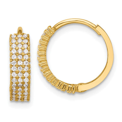 10K Gelbgold 10K Poliert 4mm Zirkonia Klappbar Creolen