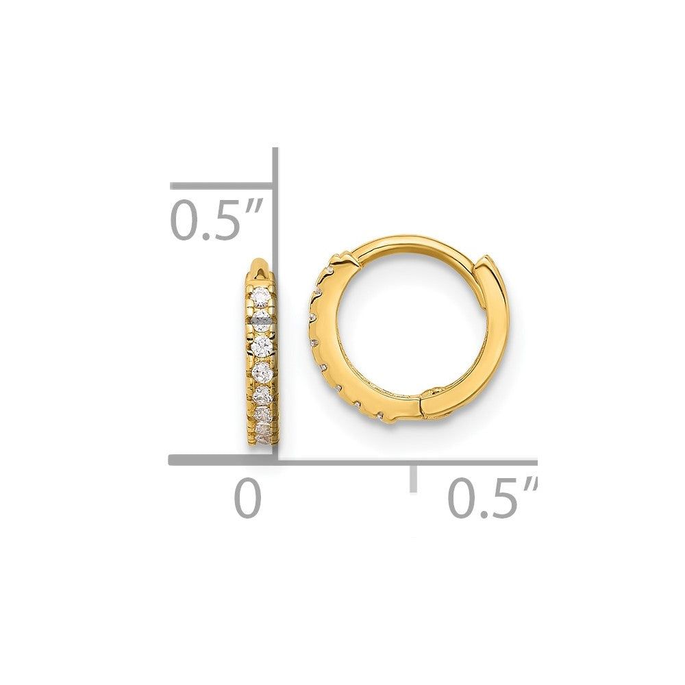 10K Gelbgold 10K Poliert 1.5mm Zirkonia Klappbar Creolen