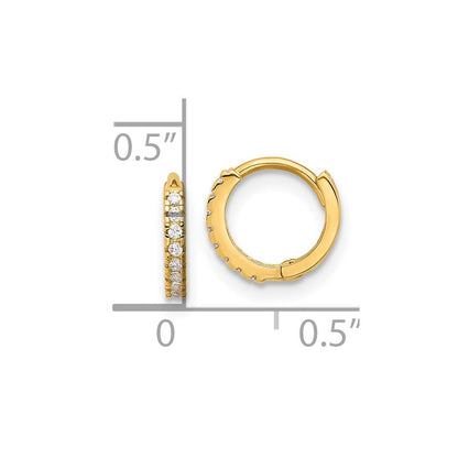 10K Gelbgold 10K Poliert 1.5mm Zirkonia Klappbar Creolen