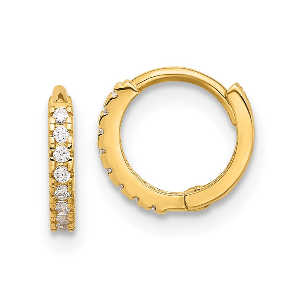 10K Gelbgold 10K Poliert 1.5mm Zirkonia Klappbar Creolen