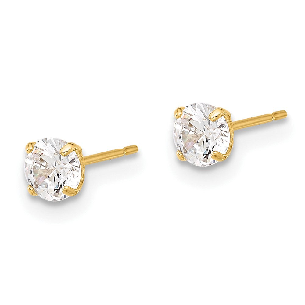 10K Gelbgold 10K Poliert 4mm Zirkonia Ohrstecker