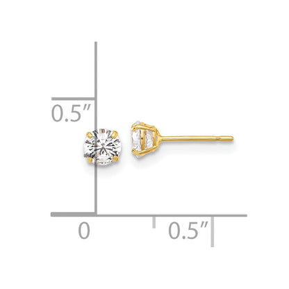 10K Gelbgold 10K Poliert 4mm Zirkonia Ohrstecker