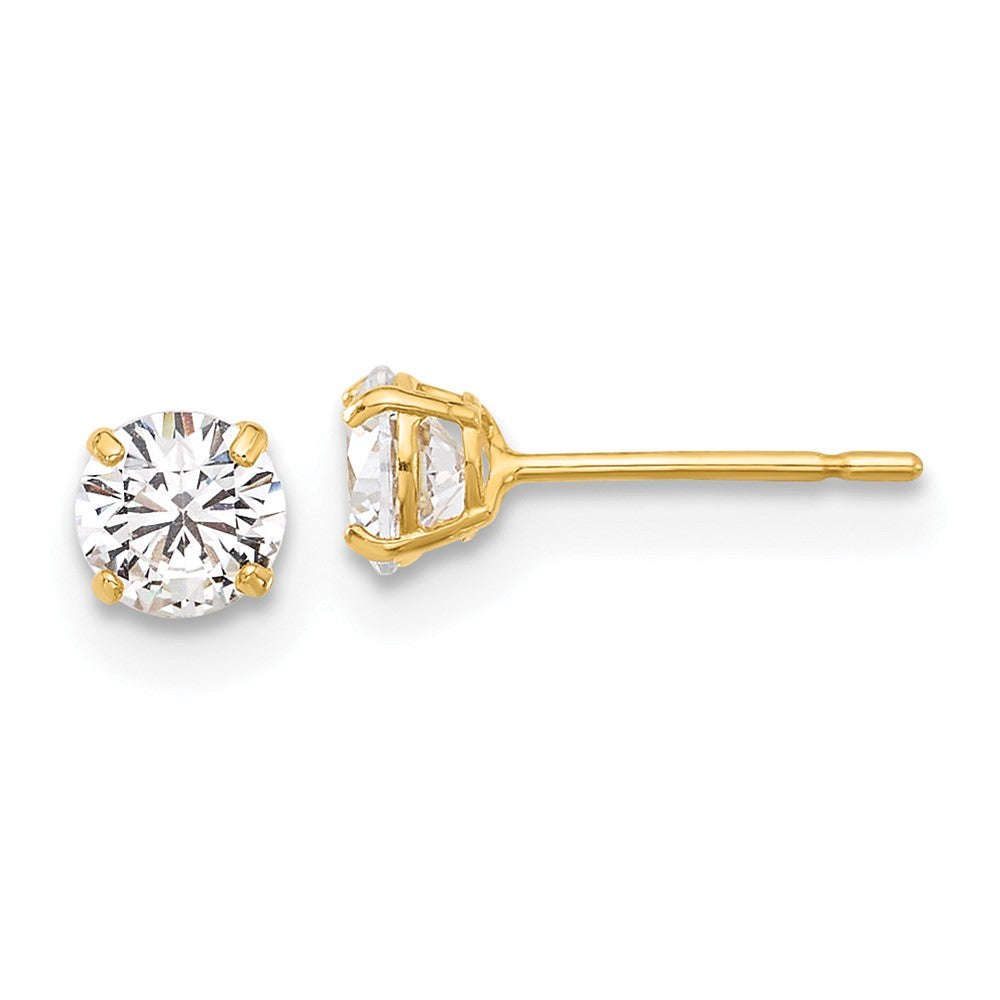 10K Gelbgold 10K Poliert 4mm Zirkonia Ohrstecker