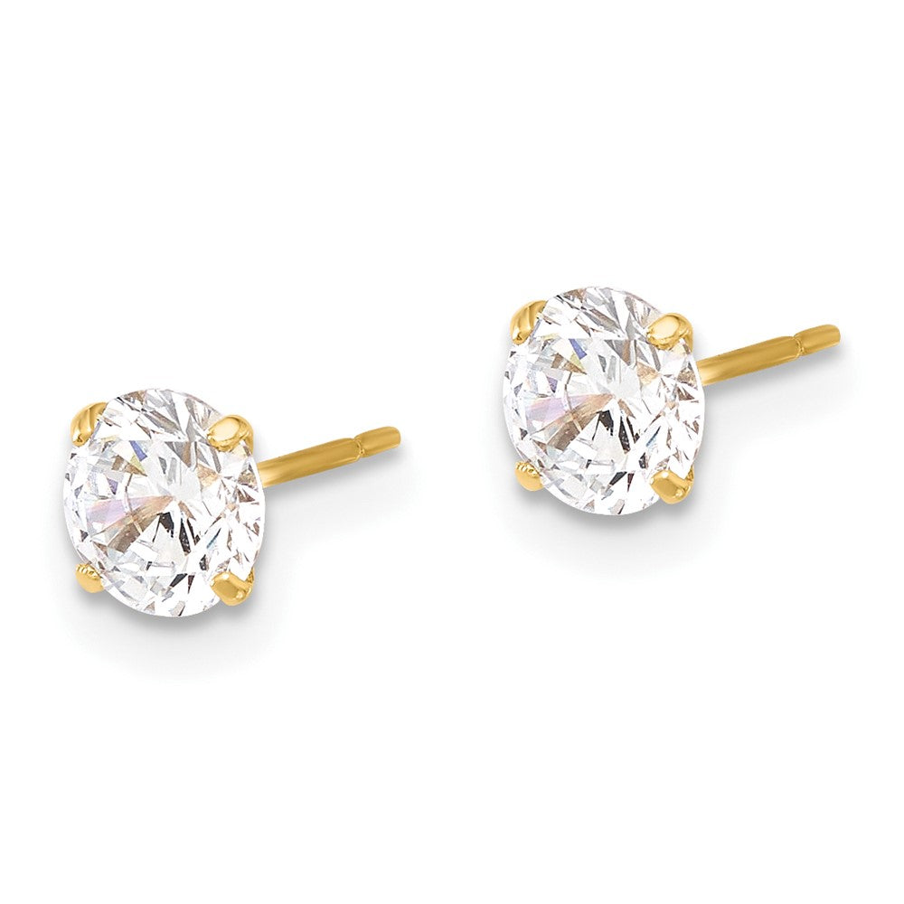 10K Gelbgold 10K Poliert 5mm Zirkonia Ohrstecker