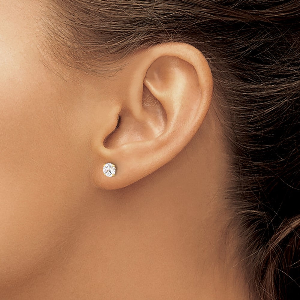 10K Gelbgold 10K Poliert 5mm Zirkonia Ohrstecker