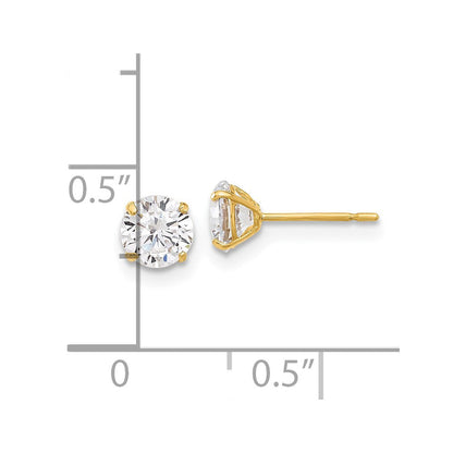 10K Gelbgold 10K Poliert 5mm Zirkonia Ohrstecker