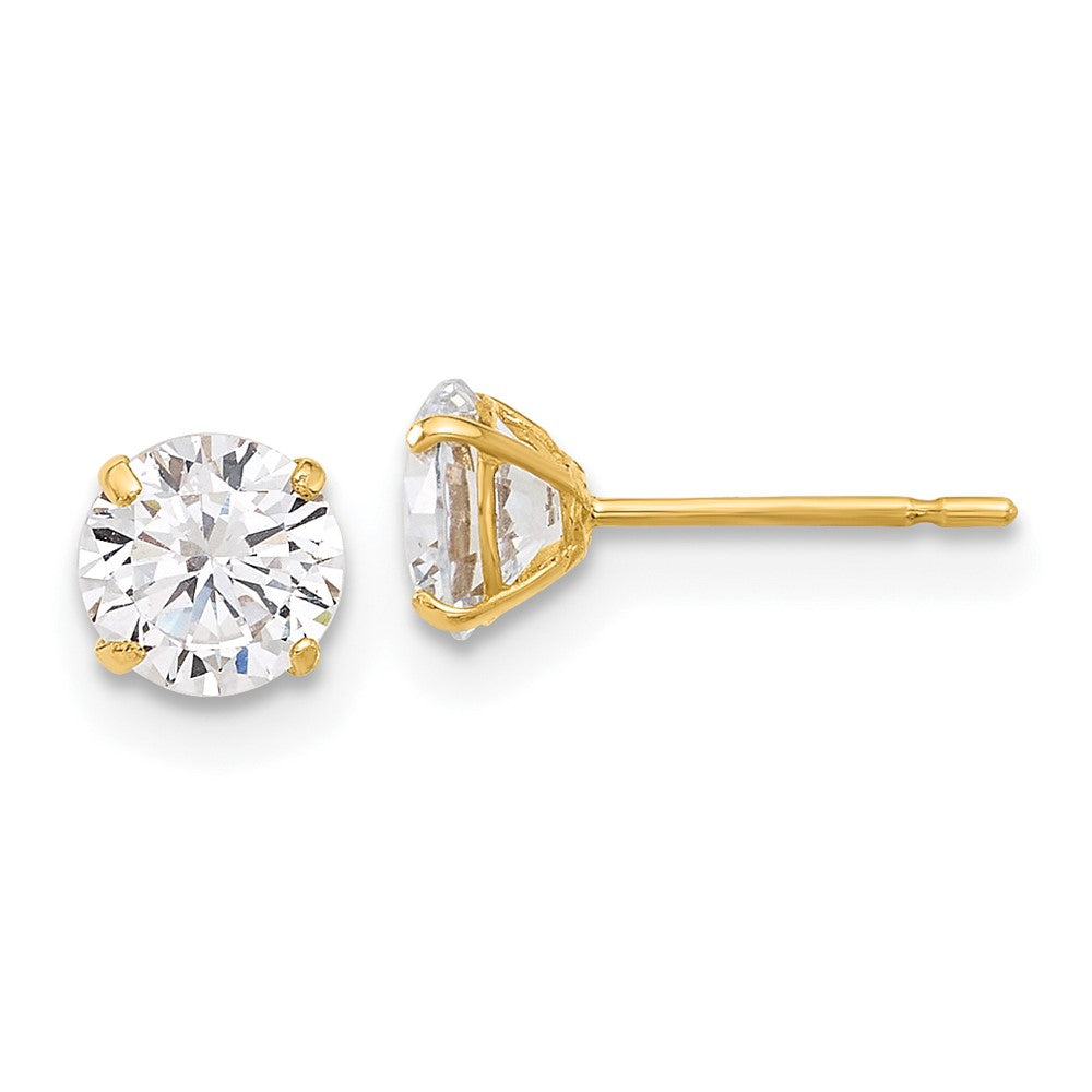 10K Gelbgold 10K Poliert 5mm Zirkonia Ohrstecker