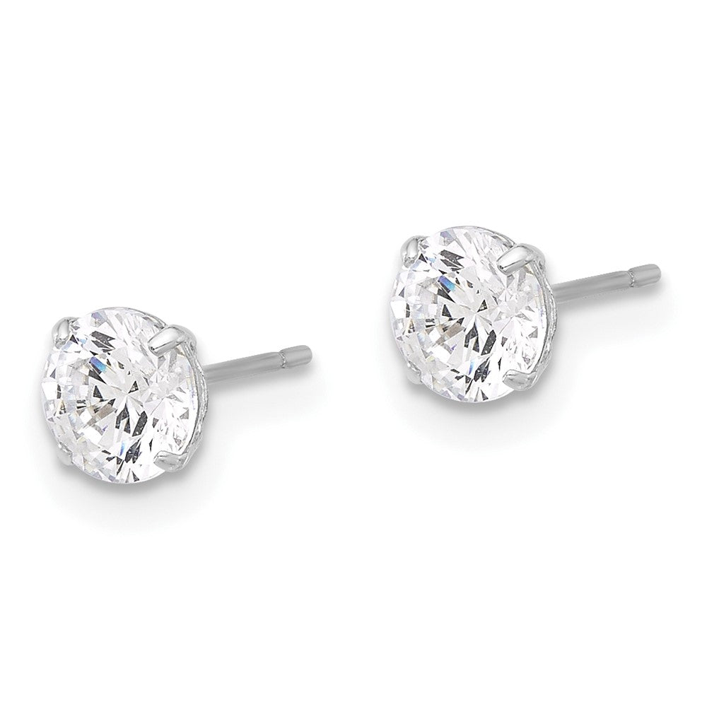 10K Weißgold 10K Poliert 5mm Zirkonia Ohrstecker