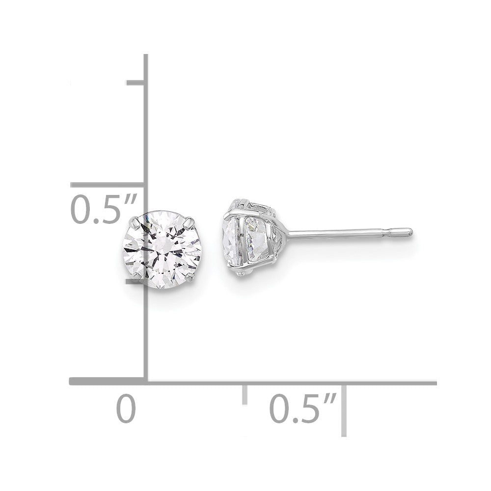 10K Weißgold 10K Poliert 5mm Zirkonia Ohrstecker