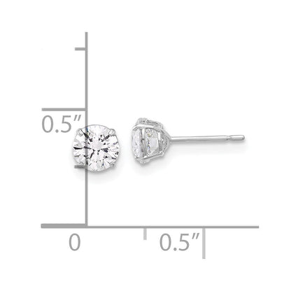 10K Weißgold 10K Poliert 5mm Zirkonia Ohrstecker
