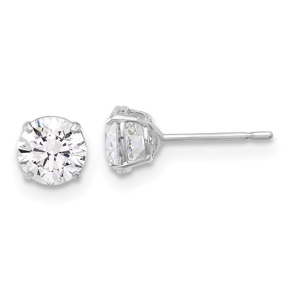 10K Weißgold 10K Poliert 5mm Zirkonia Ohrstecker