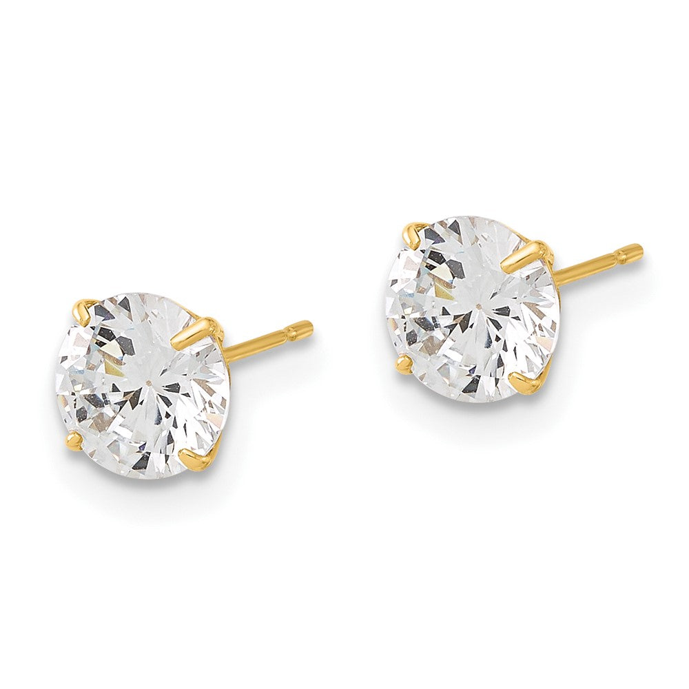 10K Gelbgold 10K Poliert 6mm Zirkonia Ohrstecker