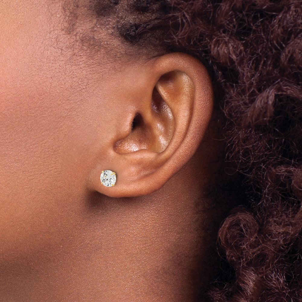 10K Gelbgold 10K Poliert 6mm Zirkonia Ohrstecker