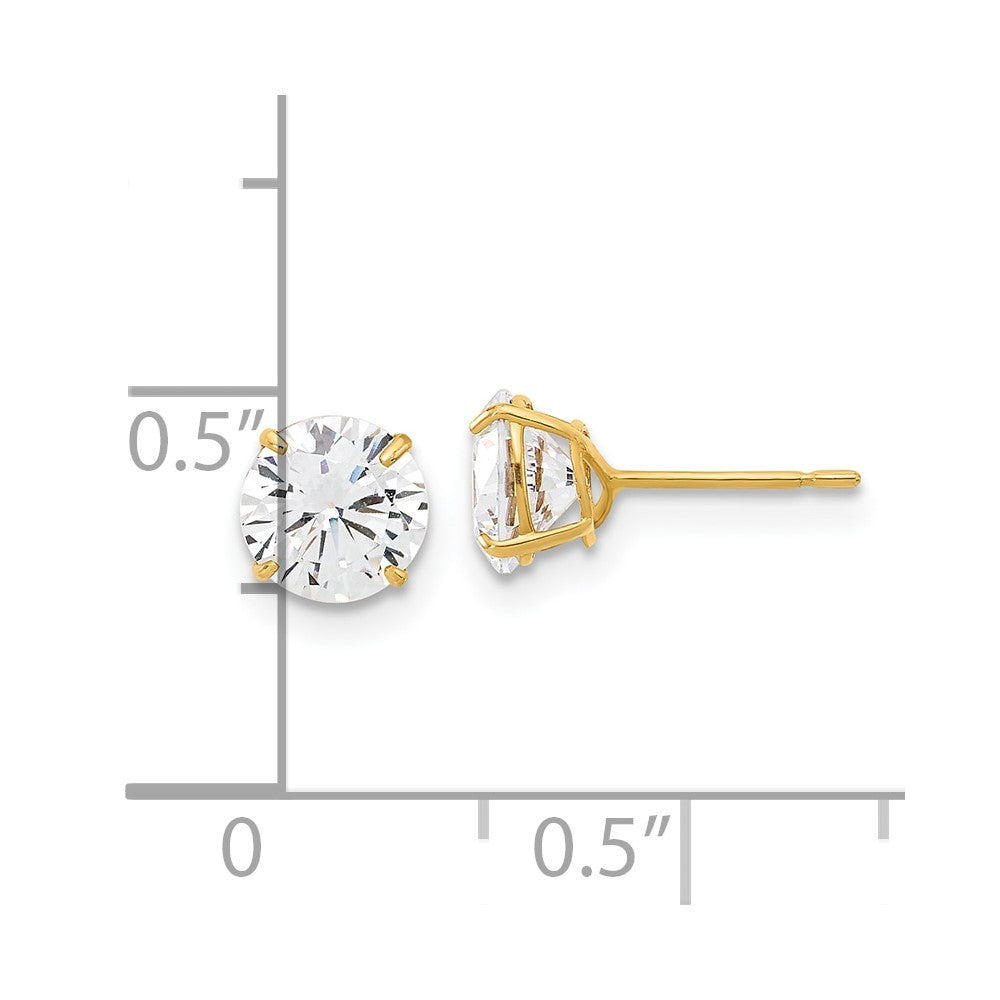 10K Gelbgold 10K Poliert 6mm Zirkonia Ohrstecker