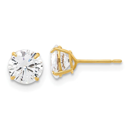 10K Gelbgold 10K Poliert 6mm Zirkonia Ohrstecker
