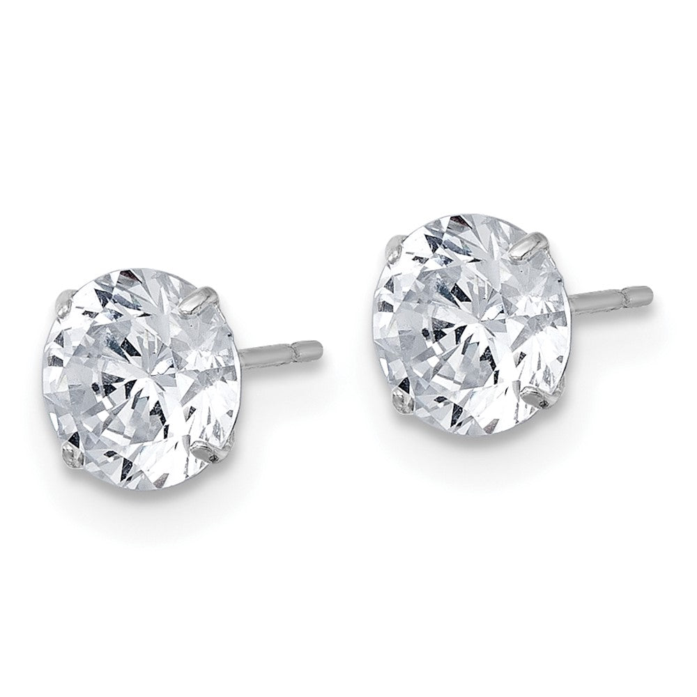 10K Weißgold Poliert 6.00mm Rund Zirkonia Ohrstecker