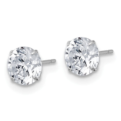 10K Weißgold Poliert 6.00mm Rund Zirkonia Ohrstecker