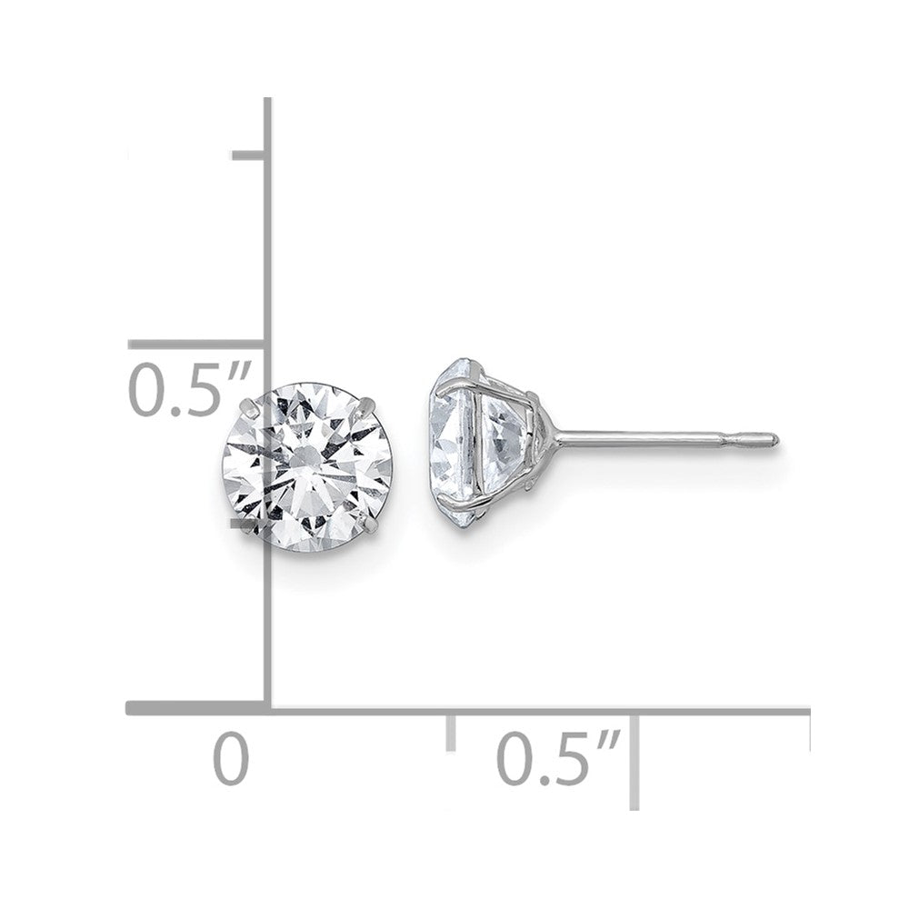 10K Weißgold Poliert 6.00mm Rund Zirkonia Ohrstecker