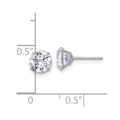 10K Weißgold Poliert 6.00mm Rund Zirkonia Ohrstecker