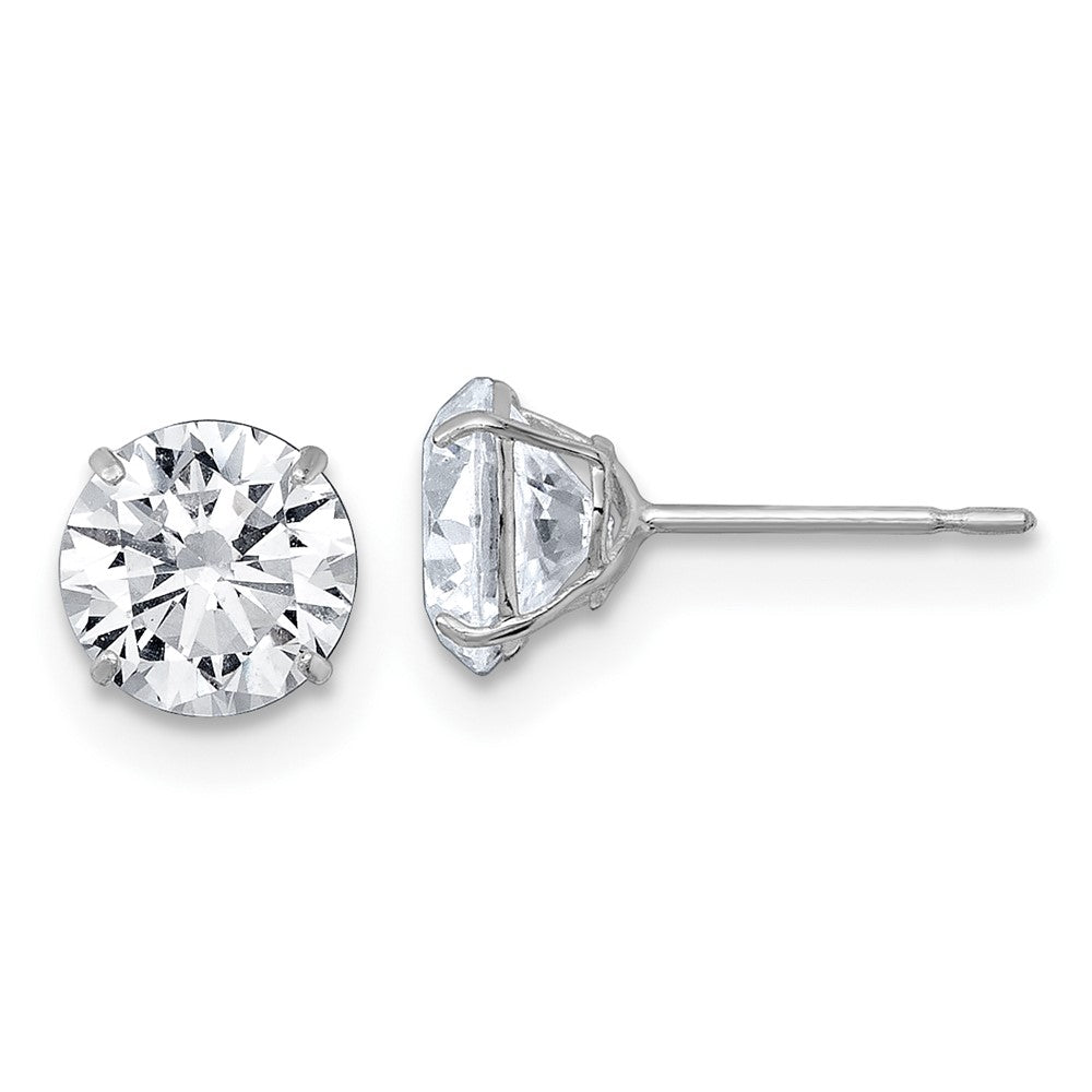 10K Weißgold Poliert 6.00mm Rund Zirkonia Ohrstecker